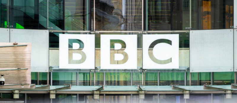 BBC headquarters building exterior sign