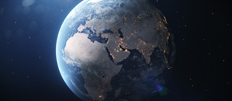 Earth from space at night