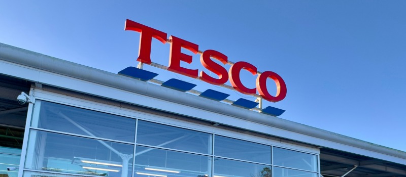 Tesco supermarket storefront exterior signage