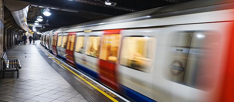 London Underground train at platform