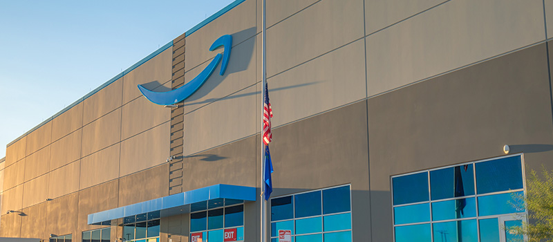 Amazon warehouse exterior building facade