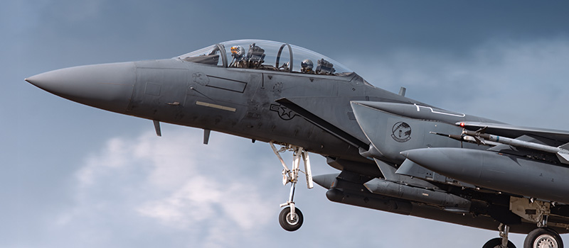 US Air Force F-15 fighter jet in flight