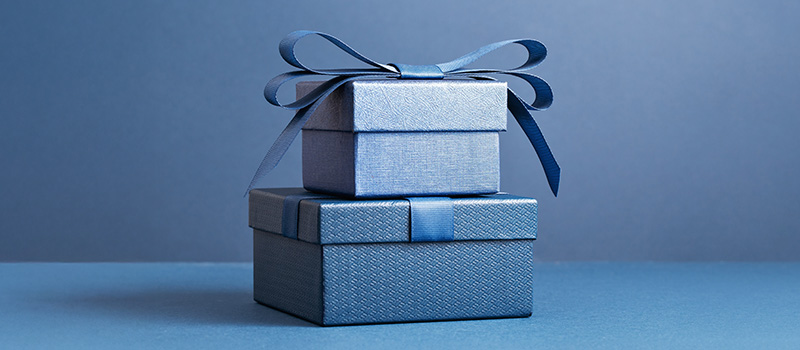 Blue gift boxes with ribbons