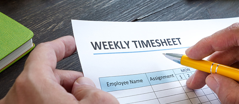 Filling out weekly employee timesheet