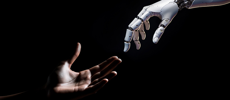 Human hand reaching robot hand
