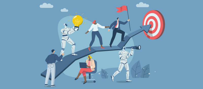 Business teamwork with artificial intelligence