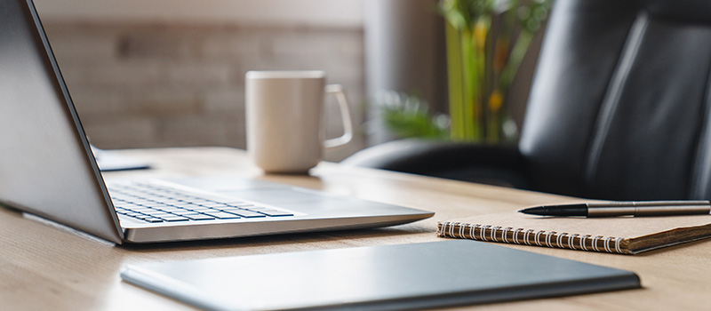 Modern office desk workspace setup