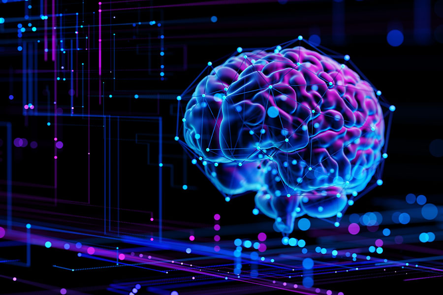 Digital artificial intelligence brain illustration