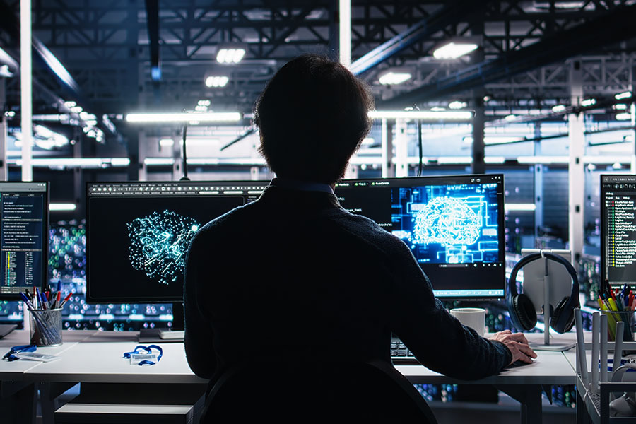 AI engineer working with computers