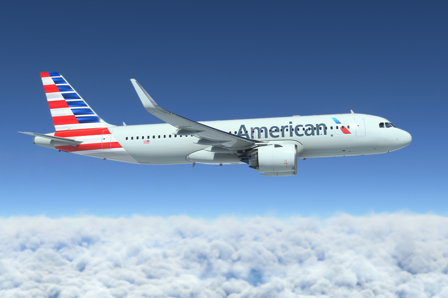 American Airlines airplane flying sky