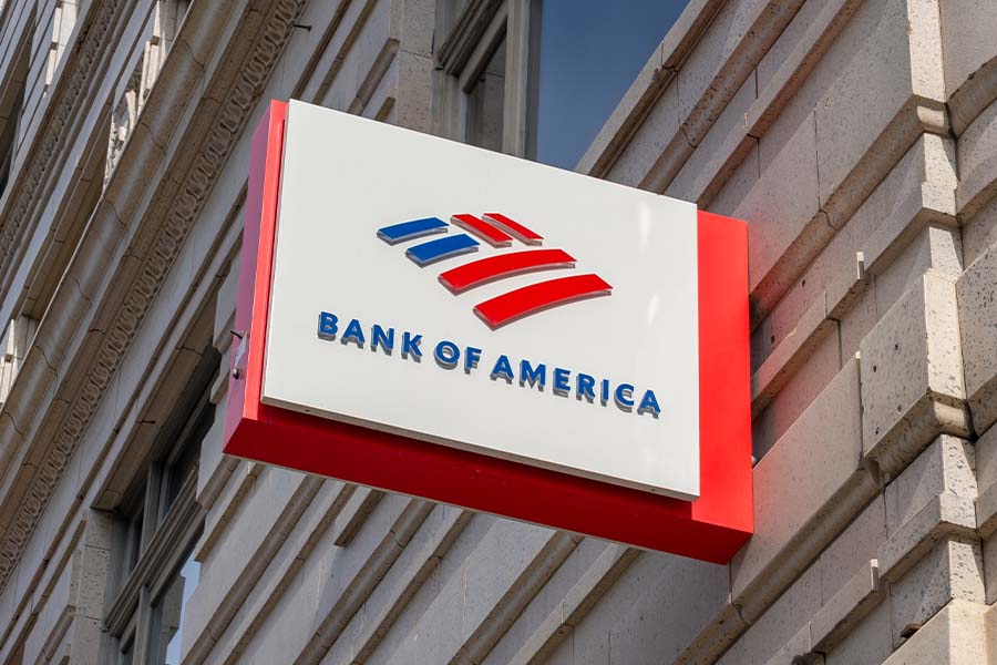 Bank of America boosts pay floor to $25 per hour Bank of America branch sign