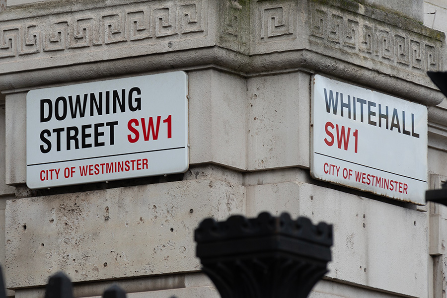 Downing Street and Whitehall signs