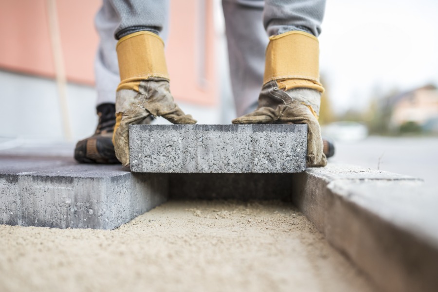 Brick being laid on a construction site
