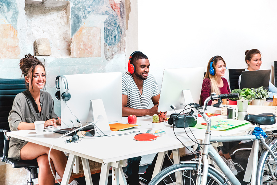 Young professionals working in office