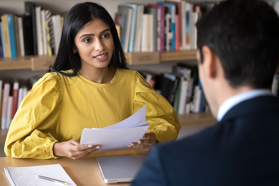 Job interview in office setting