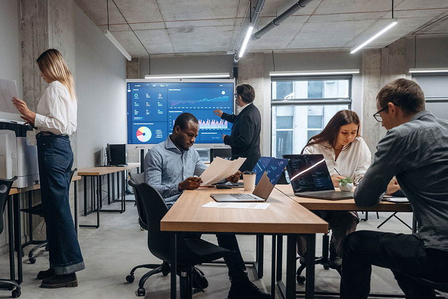 Modern office team working collaboratively