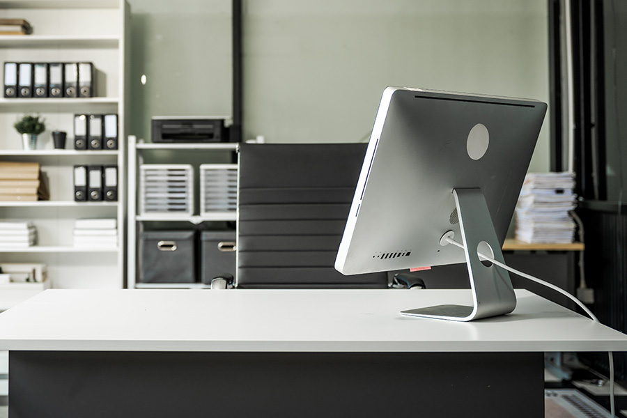 Modern office desk with computer