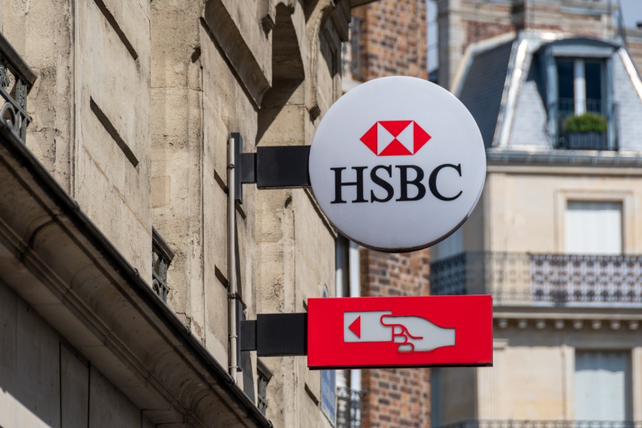 HSBC bank branch sign exterior