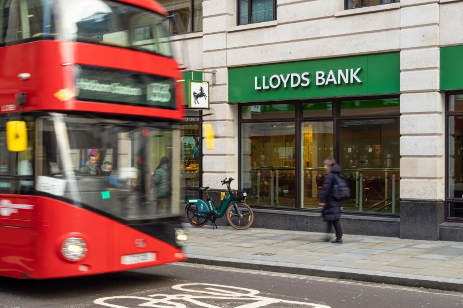 A view of a Lloyds Banking Branch in London