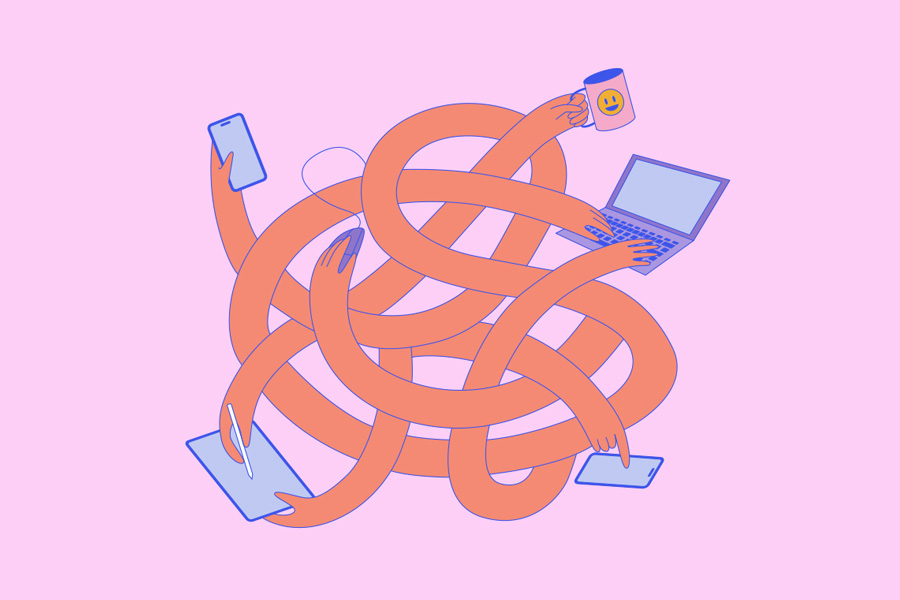Multitasking hands using technology devices