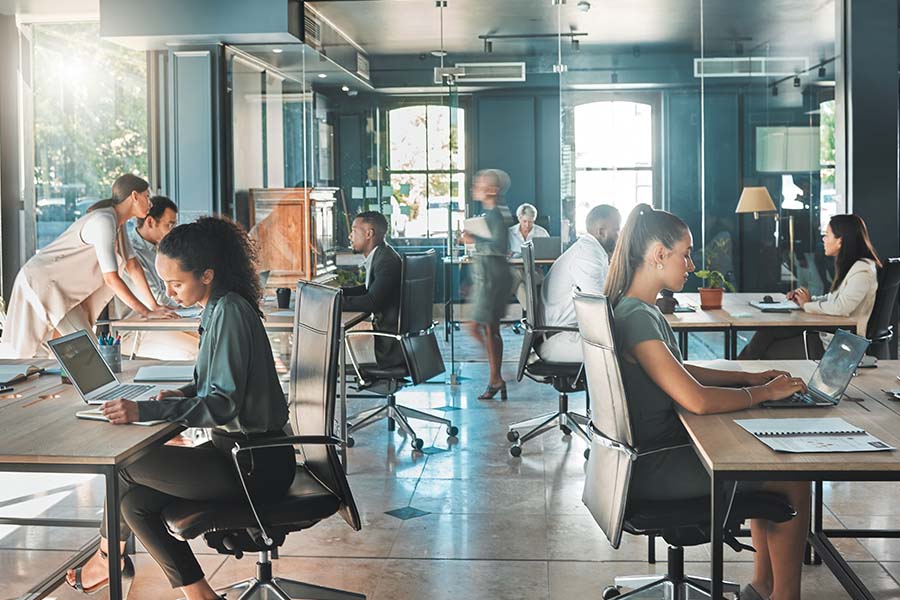 Modern open-plan office workspace