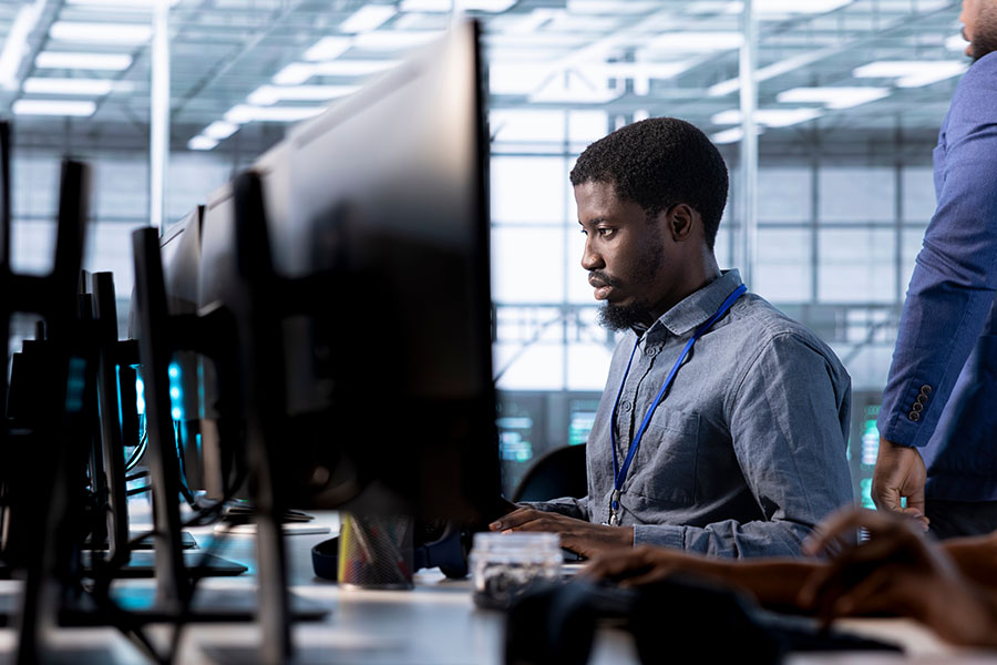 African American IT professional working