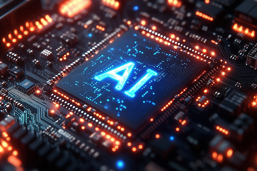 AI chip on computer motherboard