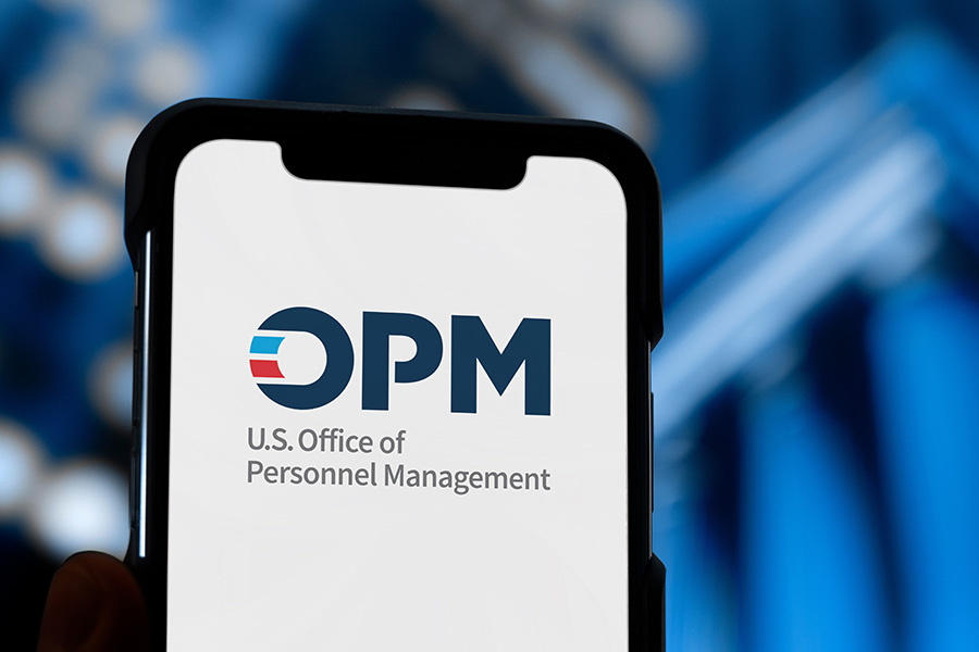 OPM logo on mobile screen