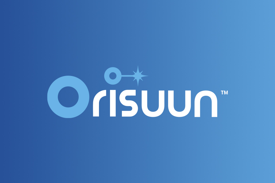 Orisuun logo on blue background