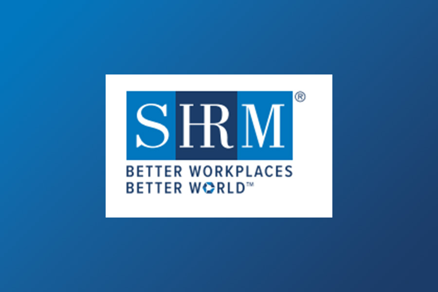 SHRM logo, blue background