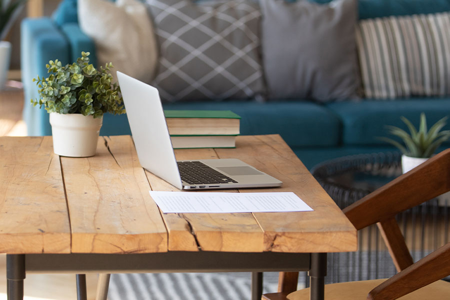 Home office workspace with laptop