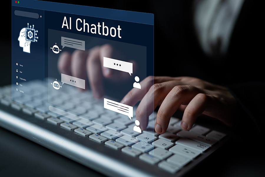 AI chatbot interface on keyboard