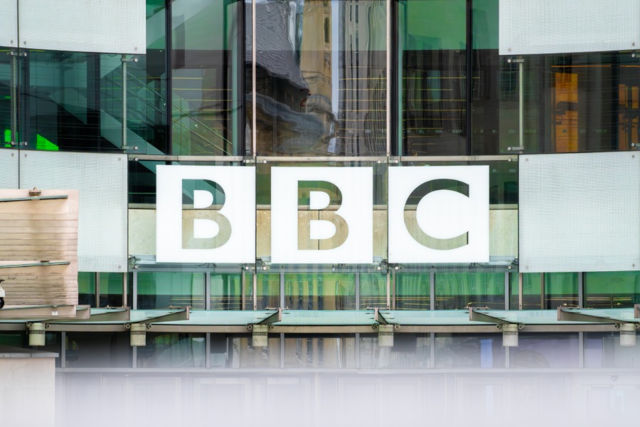 BBC headquarters building exterior sign