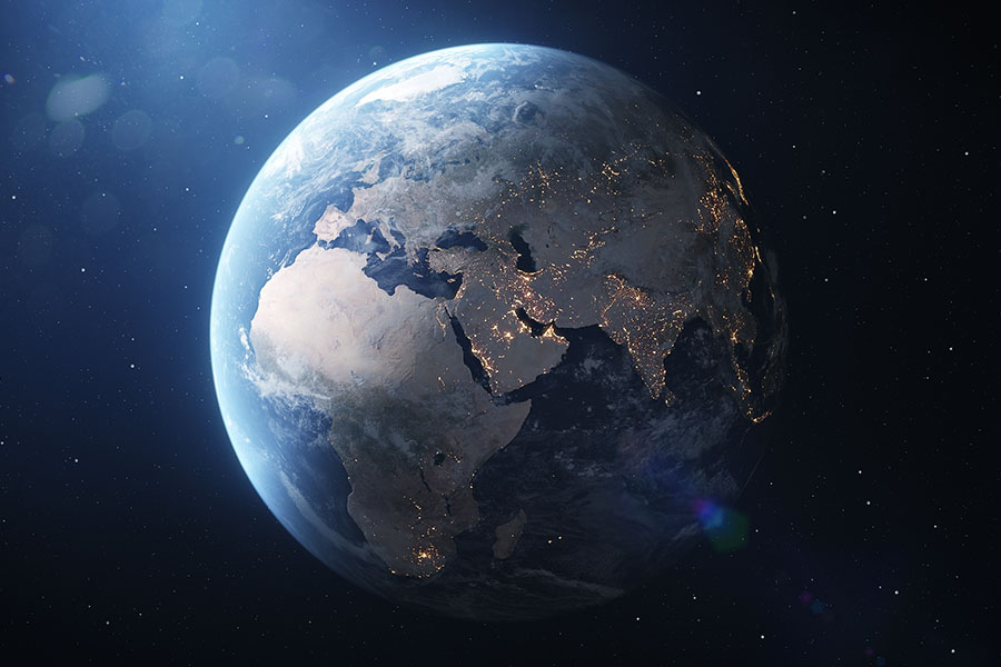 Earth from space at night