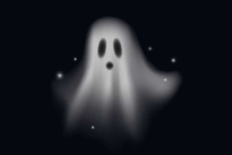 'Ghost growth' is leaving workers burned out - and ready to quit Cartoon ghost on dark background